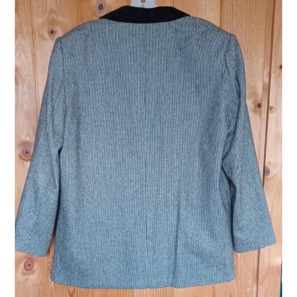 VTG ALFRED DUNNER Women's Black Plaid 100% Wool Blazer with Velvet collar 16P - Picture 4 of 5